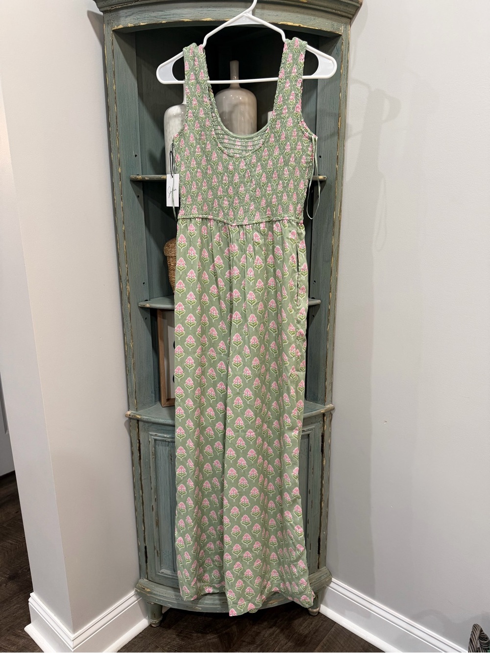 Floral Maxi romper in Green & Pink Size Medium NWT
